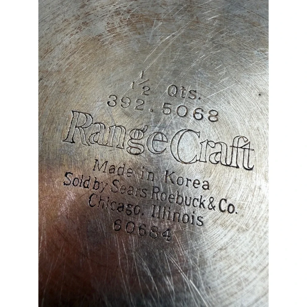RangeCraft Sears Roebuck 1.5 Qt Stainless Steel Saucepan with Lid 392.5068 Korea